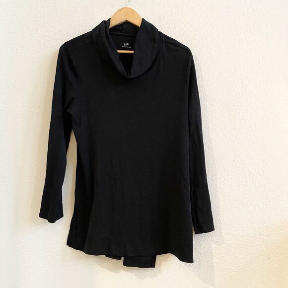 J Jill Womens Pima Cotton Cowl Neck Tunic Sz Medium Black Long Sleeve - Picture 4 of 9